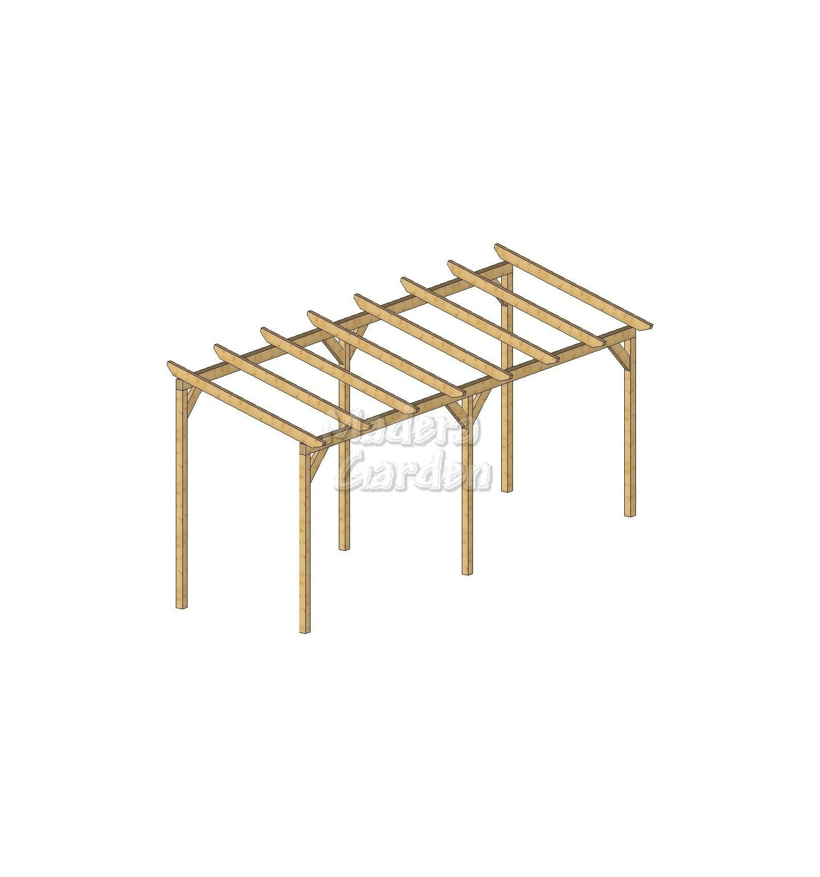 Pérgolas de madera autoportantes con inclinación