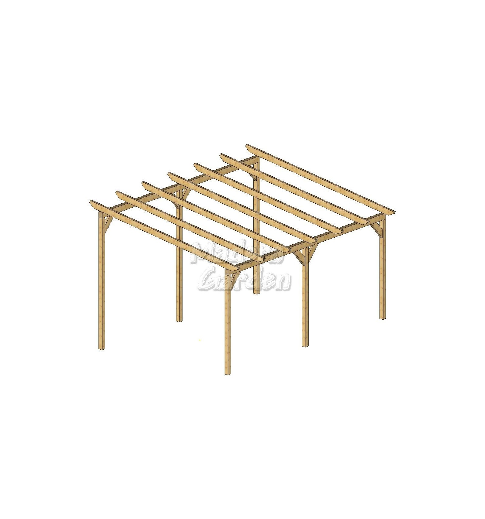 Pérgolas de madera autoportantes con inclinación