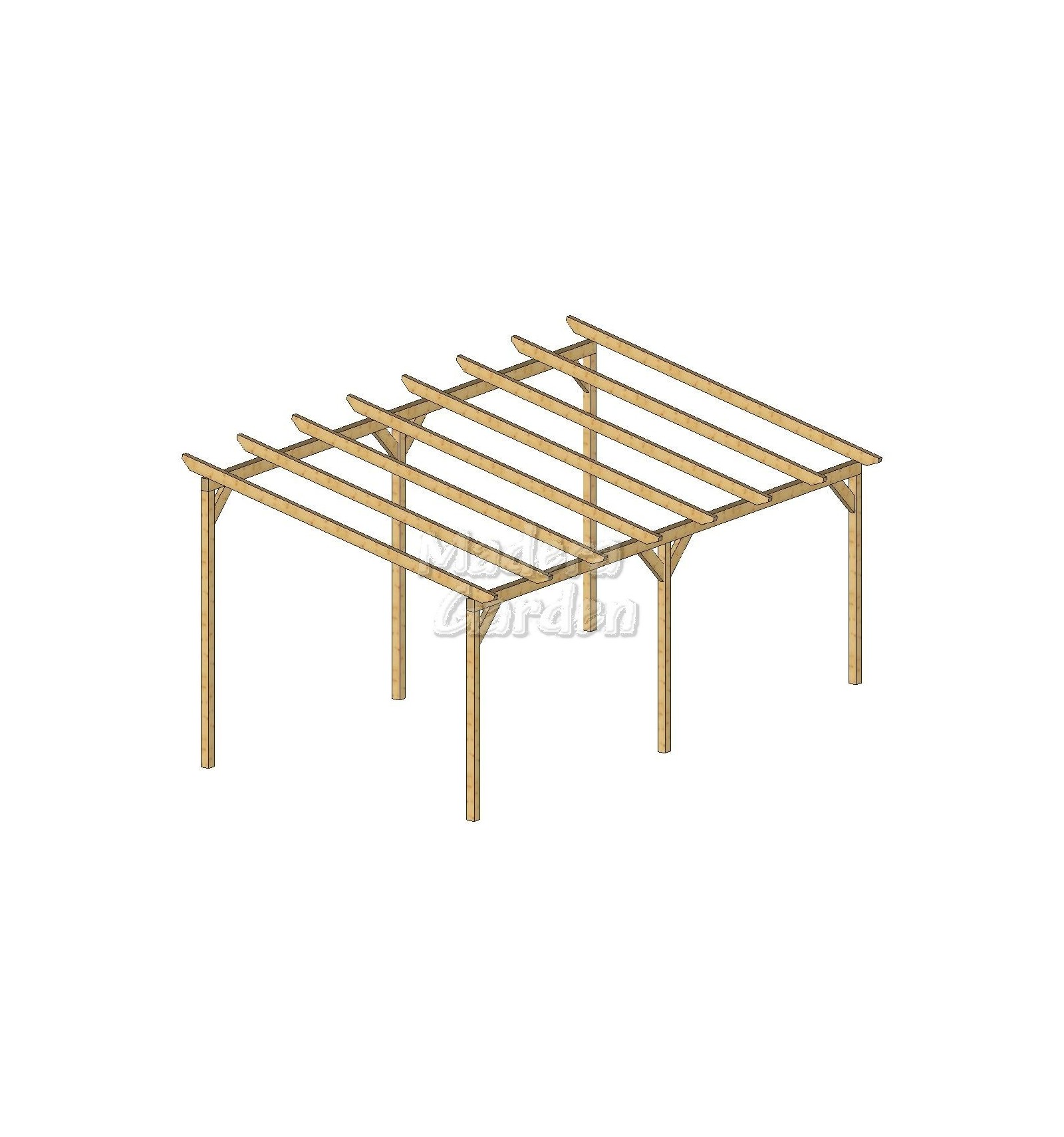 Pérgolas de madera autoportantes con inclinación