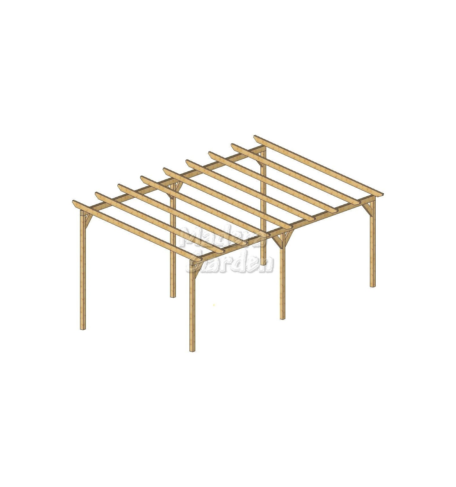 Pérgolas de madera autoportantes con inclinación