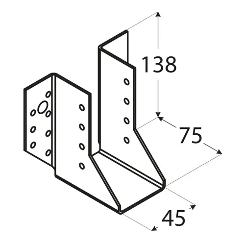 estribo ala externa para viga de 45mm