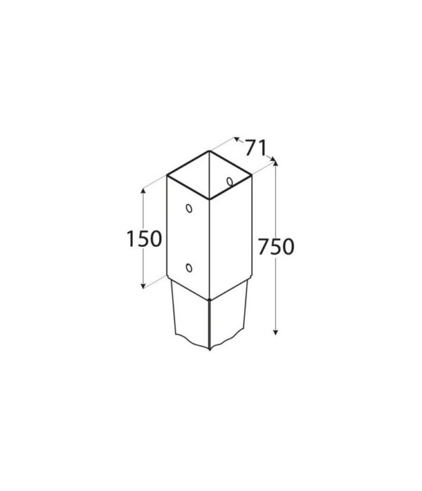 Soporte con punta para poste de 70x70mm