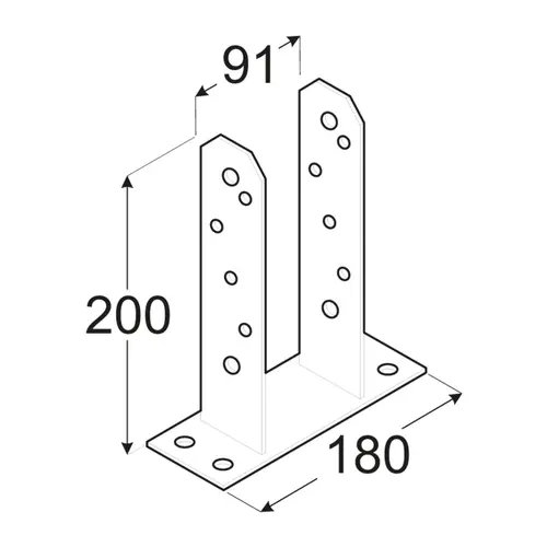 Soporte con alas para poste de 90x90mm - Imagen 2